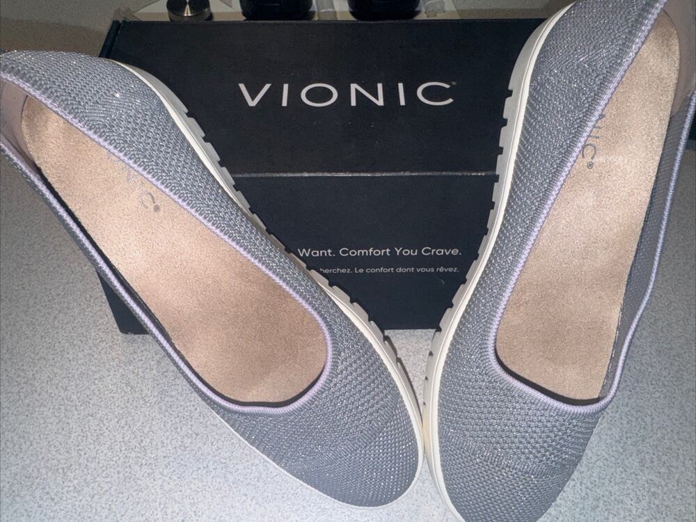 Vionic Uptown Skimmer Women's Knit Slip-on Comfort Shoe Light Grey - 10 Medium